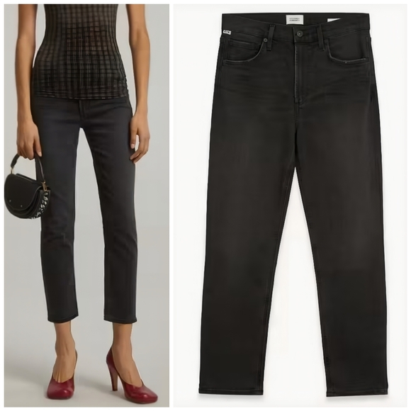 NWT Citizens of Humanity Isola Straight Crop Black Jeans 30